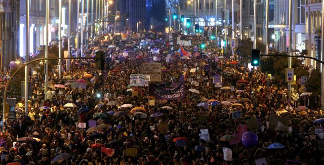 Spanish cities host historic marches to demand end to gender discrimination