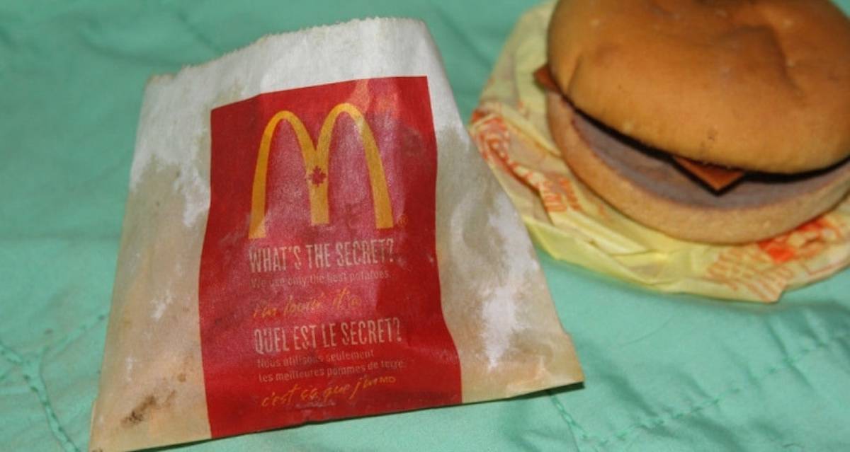 Experimento: un hombre guarda seis años en una estantería una hamburguesa de McDonald's y pasa esto