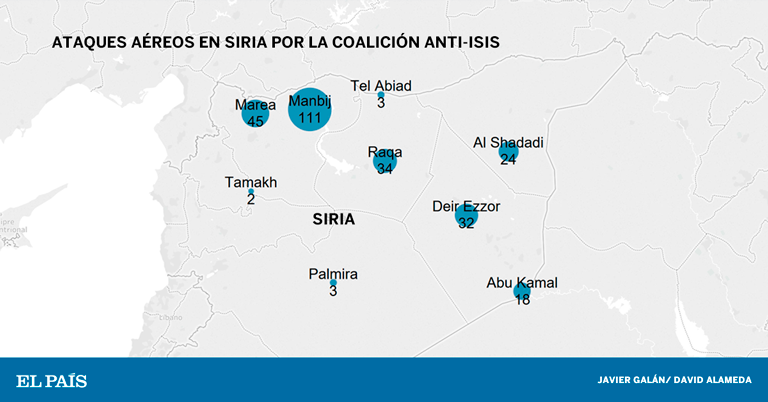 Ataques aéreos en Siria por la coalición anti-isis