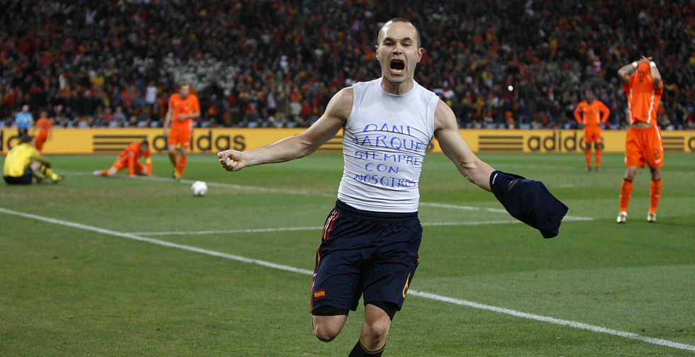 Andrès Iniesta scores for Spain to win the World Cup 2010 against Netherlands