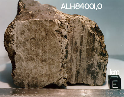 El meteorito de origen marciano ALH- 84001, encontrado en la Tierra.