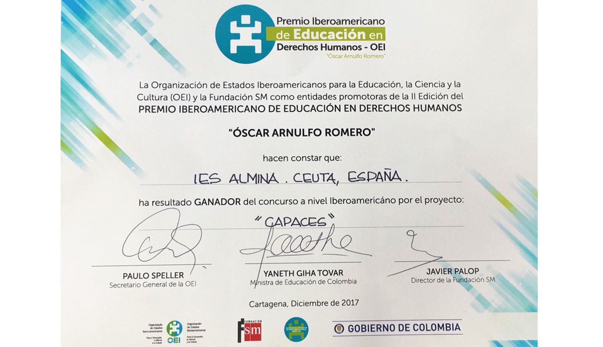 Premio de Educación en Derechos Humanos “Óscar Arnulfo Romero” (OEA)