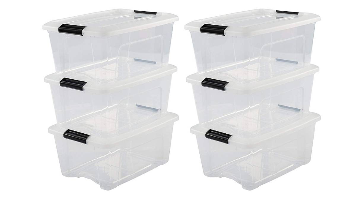 Lote de seis cajas apilables transparentes por 28,89 €