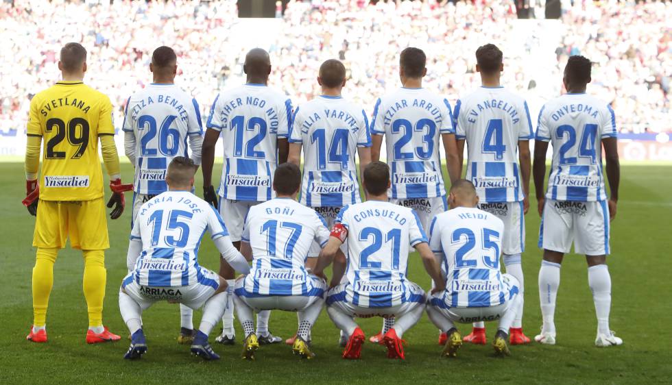En marzo el Leganés quiso sumarse a la conmemoración del Día Internacional de la Mujer y los jugadores saltaron al césped del Wanda Metropolitano con camisetas rotuladas con el nombre de sus madres. De hecho, en sus redes oficiales, el club dio así su alineación: En portería, con el 29, Svetlana; línea de cinco en defensa con: 12. Esther Ngo, 4. Evangelina, 24. Onyeoma, 15. María José, 14. Lilia; centro del campo para: 23. Itziar, 21. Consuelo, 17. Goñi y delantera formada por: 25. Heidi, 26. Aziza.