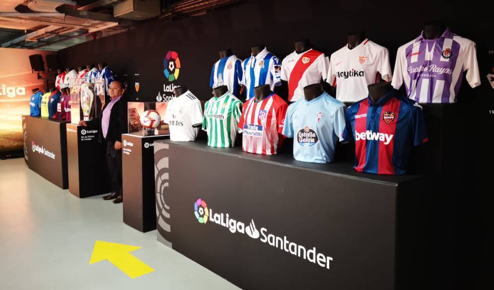 Las camisetas de LaLiga en la presentación del acuerdo con Toyota en México.
