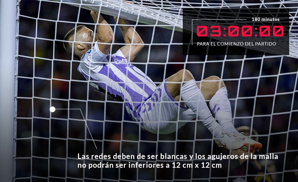 Hace un tiempo los equipos podían personalizar las redes de sus porterías. Muchos las pintaban con los colores de la casa. Ya no. Ahora, las redes deben ser blancas con el objetivo de mejorar la visibilidad y los agujeros de la malla no podrán ser inferiores a 12x12 centímetros para que las minicámaras de las porterías puedan filmar óptimamente. Además, la distancia de la línea de gol al fondo de la red debe ser, como mínimo, de dos metros.