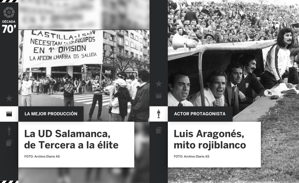 Después de ganar la máxima categoría liguera en 1973 y de rozar la gloria en Europa al año siguiente, Luis Aragonés cuelga las botas y lidera al equipo desde el banquillo. Nace uno de los ídolos más importantes en la historia del Atleti. En 1975 alza la Copa Intercontinental y en 1976, otro campeonato local, el segundo de la década para los colchoneros. Son también los años más importantes en la vida de la UD Salamanca, que en 1974, dirigida por José Luis García Traid, accede por primera vez a la élite del fútbol español. Fortalecida en el mítico estadio Helmántico, mantiene la categoría durante siete temporadas, quedando al borde de puestos europeos en 1975.