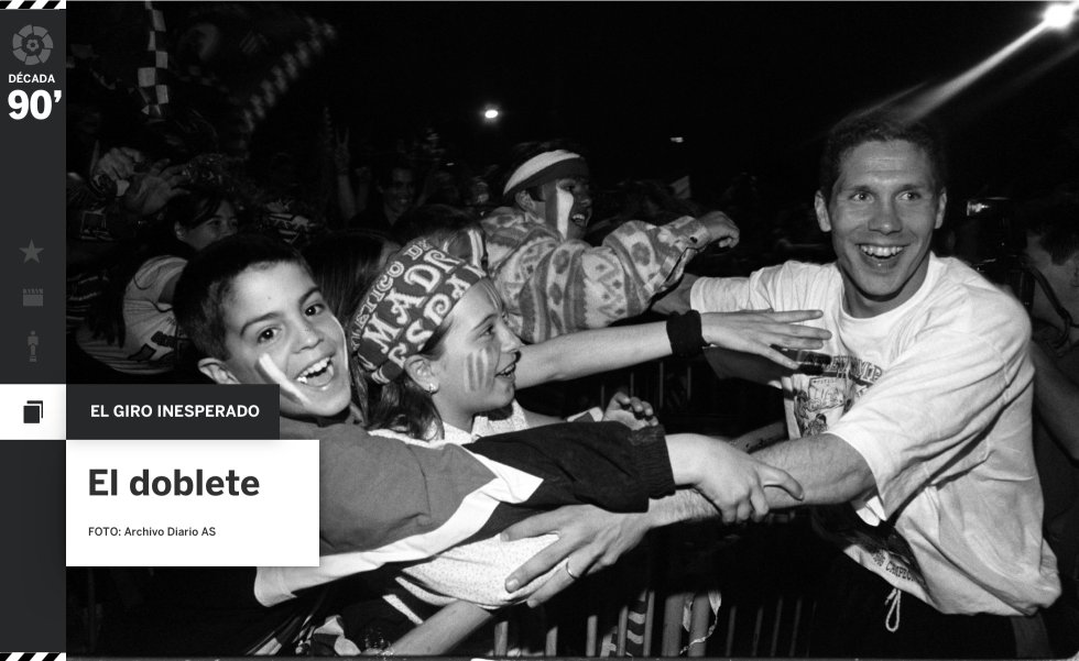 Las greñas de Kiko, que acariciaban el cuello de la camiseta cuando porfiaba, de espaldas, con los defensas. Los ojos vivarachos y el calzón bien subido de Simeone, centrocampista pundonoroso que celebró 12 goles en la temporada liguera. El juego con los pies del adelantado Molina. El 1,87 de ingenio de Caminero y su gol, que no lo marcó él sino Roberto Fresnedoso. El tobillo, la bota, o lo que fuera, de Pantic, que contribuyeron a que la mitad de los 75 tantos se marcaran en jugada de estrategia. El brazalete del canterano Solozábal, capitán de la defensa menos goleada. El gran beneficiario del pase de la muerte, Penev. El sostén de Vizcaíno. López. Toni. Geli. Biagini… El 4-4-2 en rombo del audaz Antic. Y los aficionados que lo vivieron. El doblete. 1995-1996.