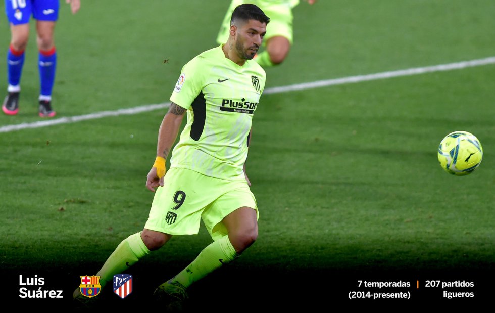 Luis Suárez sigue siendo eso que fue toda la vida y que le ha convertido en una referencia mundial: un delantero insaciable. Esta temporada, después de su traspaso del FC Barcelona (donde logró 144 dianas ligueras que le sirvieron para levantar cuatro títulos) al Atlético de Madrid, ya se ha colocado como máximo goleador de LaLiga Santander, con 14 tantos. Suárez, además, es el máximo anotador charrúa en la historia de la competición con 161 dianas.
