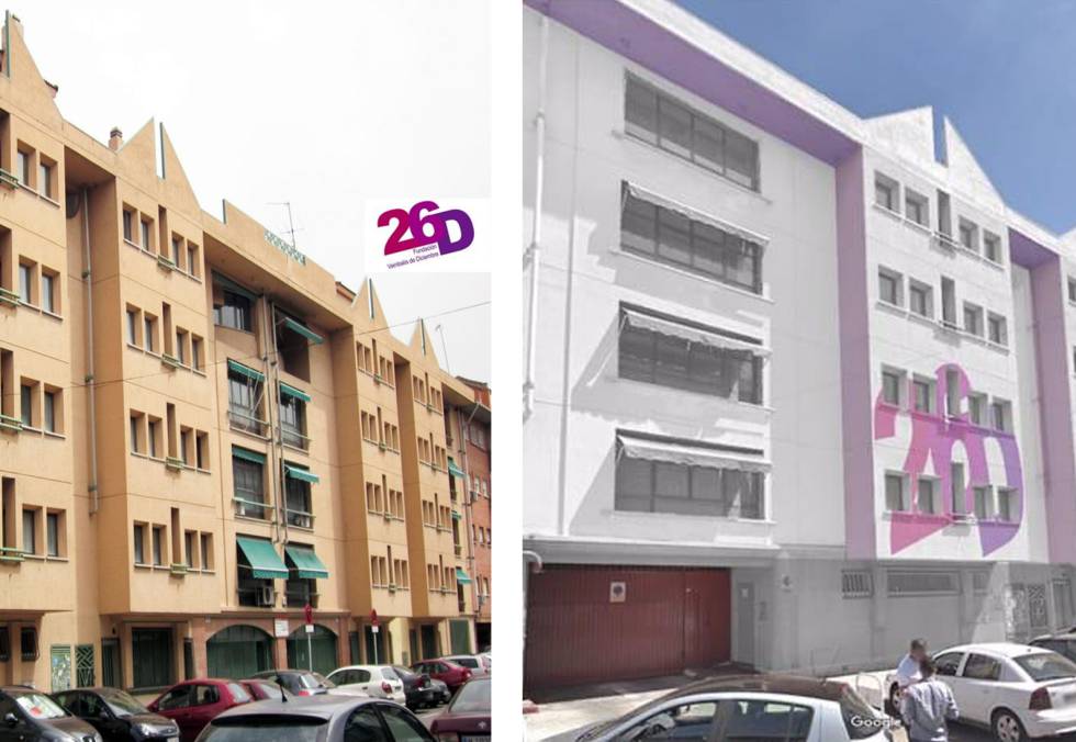 El antes y el después de la sede de la nueva residencia LGTBI.