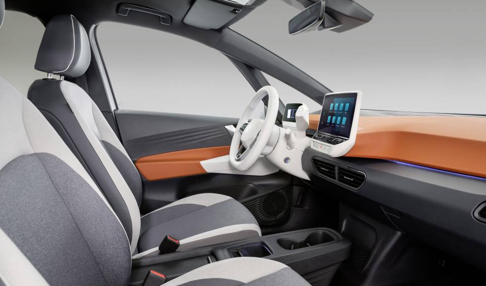 Interior del coche eléctrico ID.3 de VW.