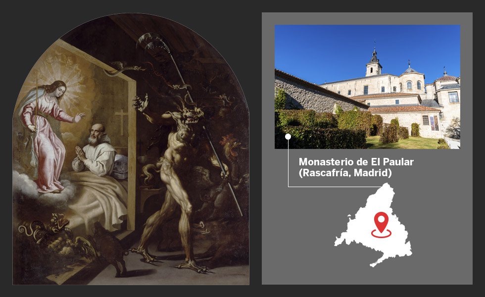Vicente Carducho trabajó entre 1626 y 1632 en las obras destinadas al claustro del monasterio de Santa María de El Paular (Rascafría, Madrid). Eran 52 pinturas sobre la fundación de la orden de los cartujos por san Bruno. Tras la desamortización de Mendizábal fueron a parar al Museo de la Trinidad, y de allí, a finales del siglo XIX, a depósito a diversos. Un bombardeo en Tortosa (Tarragona) durante la Guerra Civil destruyó dos. Tras ubicarlos todos, se levantaron los depósitos y desde 2011 cuelgan en su emplazamiento original, el claustro del monasterio, aunque la pertenencia es y será del Prado. El hecho de que se mueva un depósito sirve para que las obras pasen un control y una “puesta a punto”, como dice Mercedes Orihuela, conservadora responsable del Servicio de Depósitos del museo desde hace cuatro décadas.