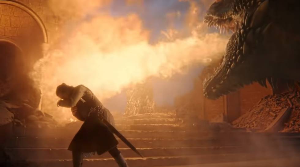 Tras el asesinato de Daenerys, Drogo destruye el Trono de Hierro en presencia de Jon, a quien deja con vida.